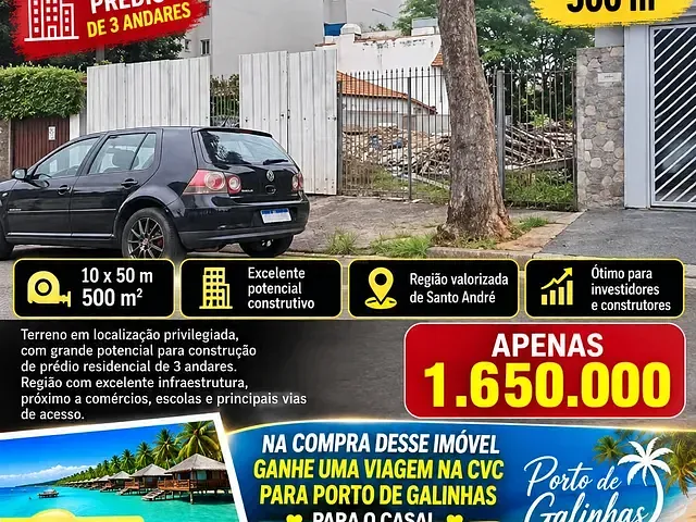 Terreno com 500m², à venda, no bairro Santa Maria em Santo André