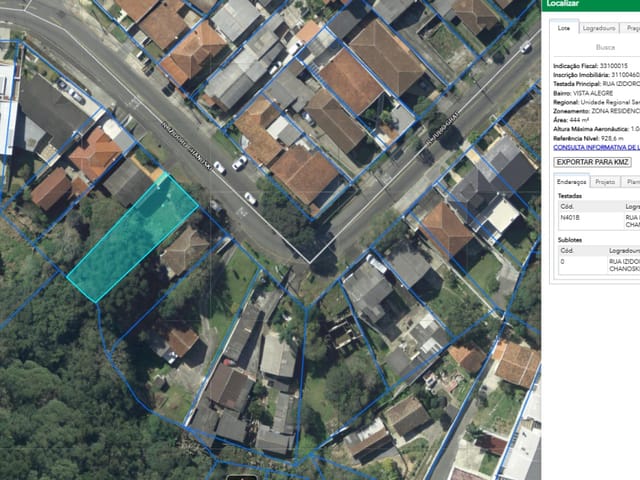 Terreno com 444m², à venda, no bairro Vista Alegre em Curitiba