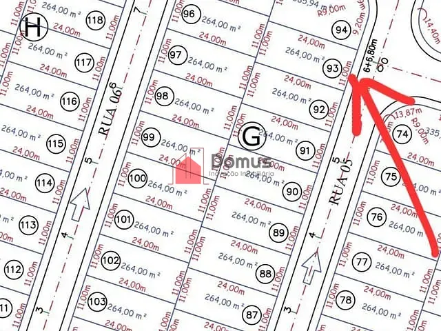 Terreno com 264m², à venda, no bairro Parque das Nações em Pindamonhangaba