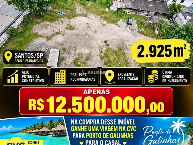 Terreno com 2925m², à venda, no bairro Centro em São Vicente