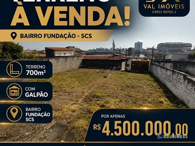Terreno com 700m², à venda, no bairro Fundação em São Caetano do Sul