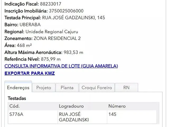 Terreno à venda, no bairro Uberaba em Curitiba