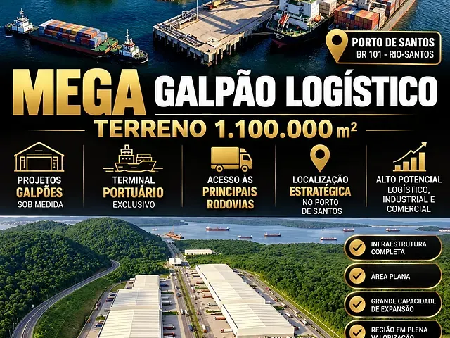 Terreno com 1100000m², à venda, no bairro Monte Cabrão em Santos