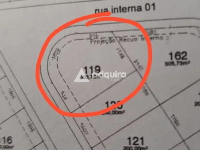 Terreno com 304m², à venda, no bairro Cará-cará em Ponta Grossa