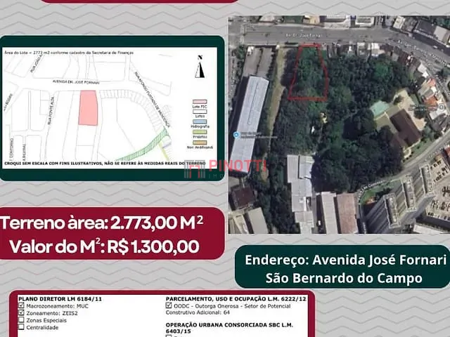 Terreno à venda, no bairro Ferrazópolis em São Bernardo do Campo