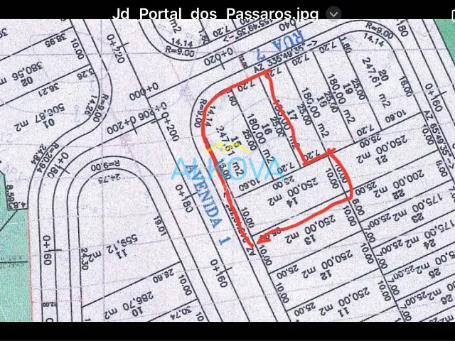 Terreno com 250m², à venda, no bairro Portal dos Passaros em São José dos Campos