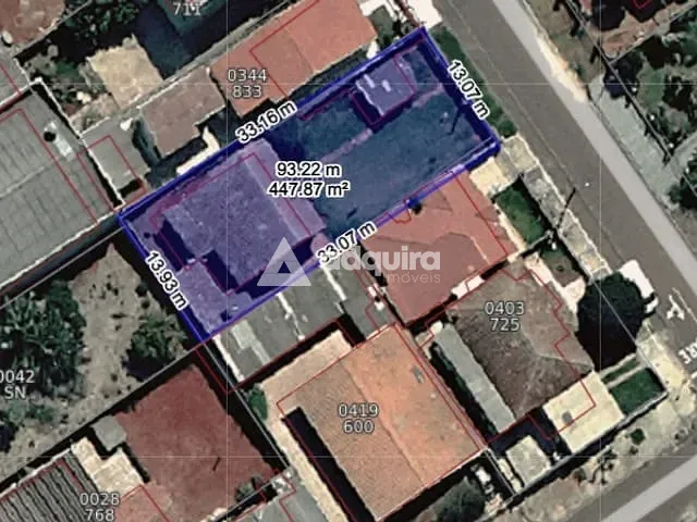 Terreno com 462m², à venda, no bairro Oficinas em Ponta Grossa