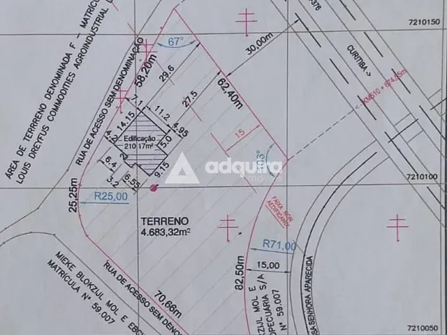 Terreno com 4683m², à venda, no bairro Colônia Dona Luíza em Ponta Grossa
