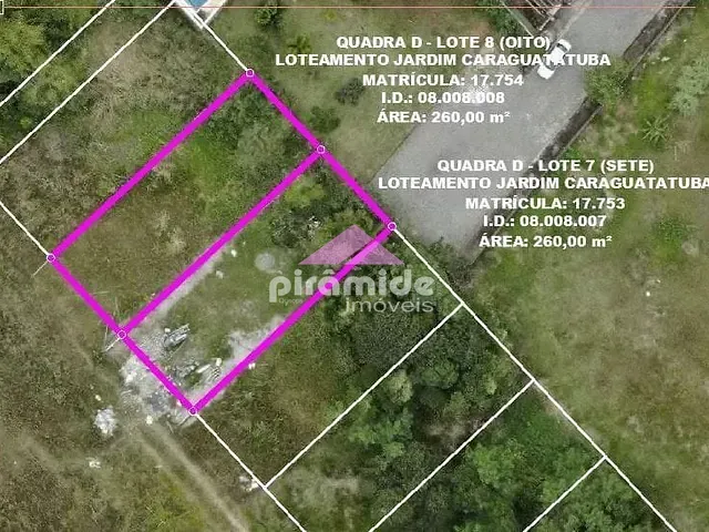 Terreno com 260m², à venda, no bairro Massaguaçu em Caraguatatuba