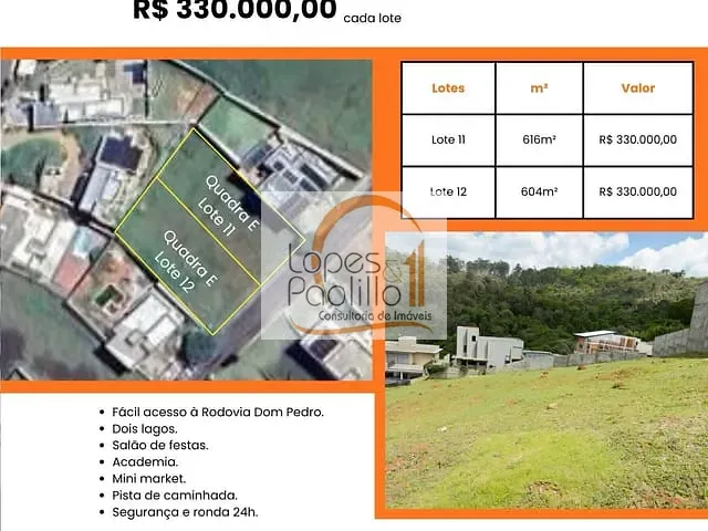 Terreno com 617m², à venda, no bairro Condominio Quintas da Boa Vista em Atibaia