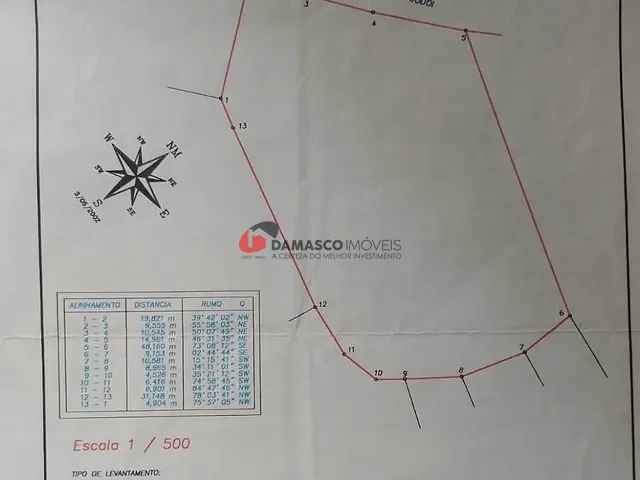 Terreno com 2500m², à venda, no bairro centro em Pinhalzinho
