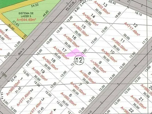 Terreno com 360m², à venda, no bairro Vila Paraíso em Caçapava