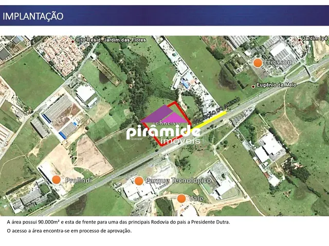 Terreno com 90000m², à venda, no bairro Eugenio de Melo em São José dos Campos