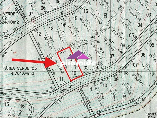 Terreno com 764m², à venda, no bairro Torrão de Ouro II em São José dos Campos