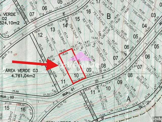 Terreno com 764m², à venda, no bairro Torrão de Ouro II em São José dos Campos