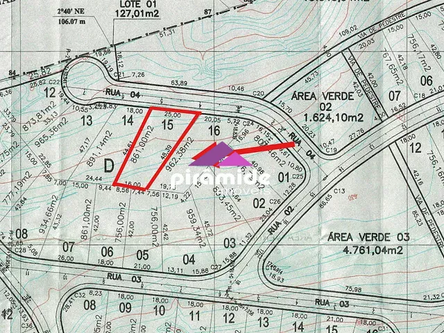 Terreno com 861m², à venda, no bairro Torrão de Ouro II em São José dos Campos