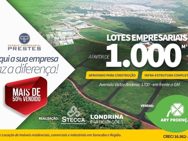 Foto do Terreno - Área à venda, 1099 m² por R$ 404.503,70 - Parque Empresarial Prestes - Sorocaba/SP | Ary Proenca Negócios Imobiliários Ltda