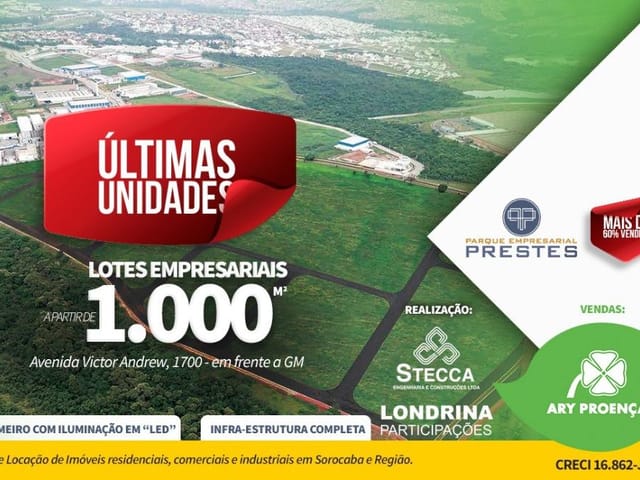 Foto do Terreno - Área à venda, 1000 m² por R$ 411.000,00 - Parque Empresarial Prestes - Sorocaba/SP | Ary Proenca Negócios Imobiliários Ltda