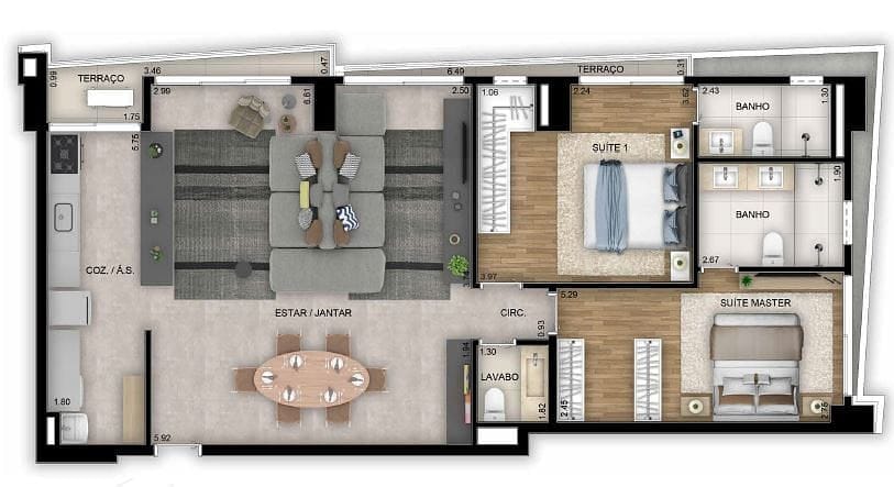 Apartamento, 1 quarto, 46 m² - Foto 43