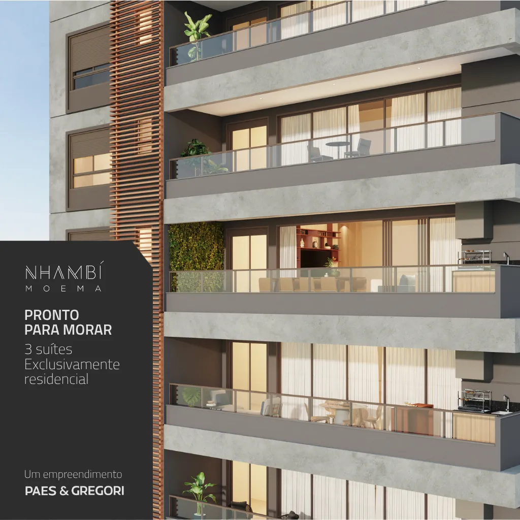 Apartamento à venda 3 Quartos 3 Suites 2 Vagas 111.22M² Moema São Paulo - SP | Nhambi Moema