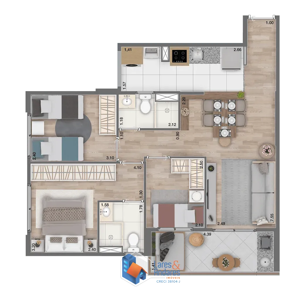 Apartamento, 3 quartos, 69 m² - Foto 21