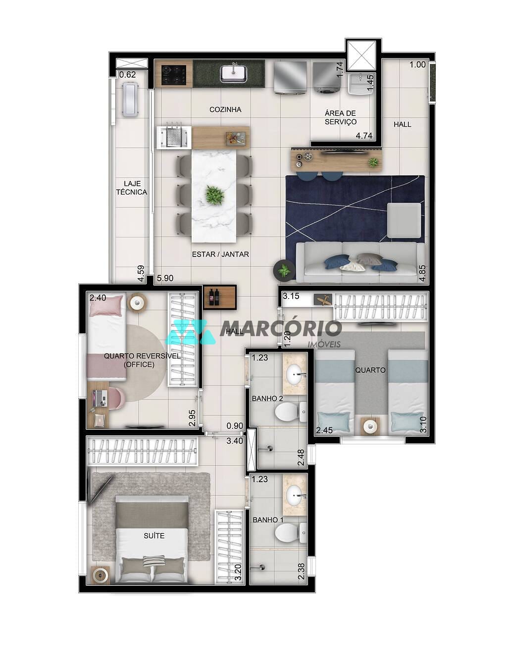 Apartamento à venda com 3 quartos, 76m² - Foto 23