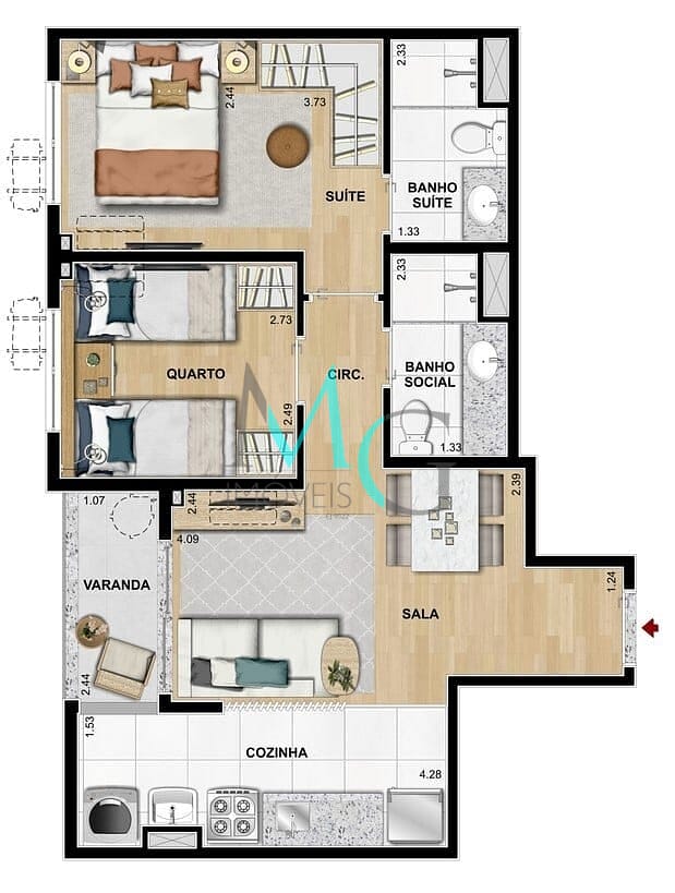 Apartamento à venda com 2 quartos, 53m² - Foto 31