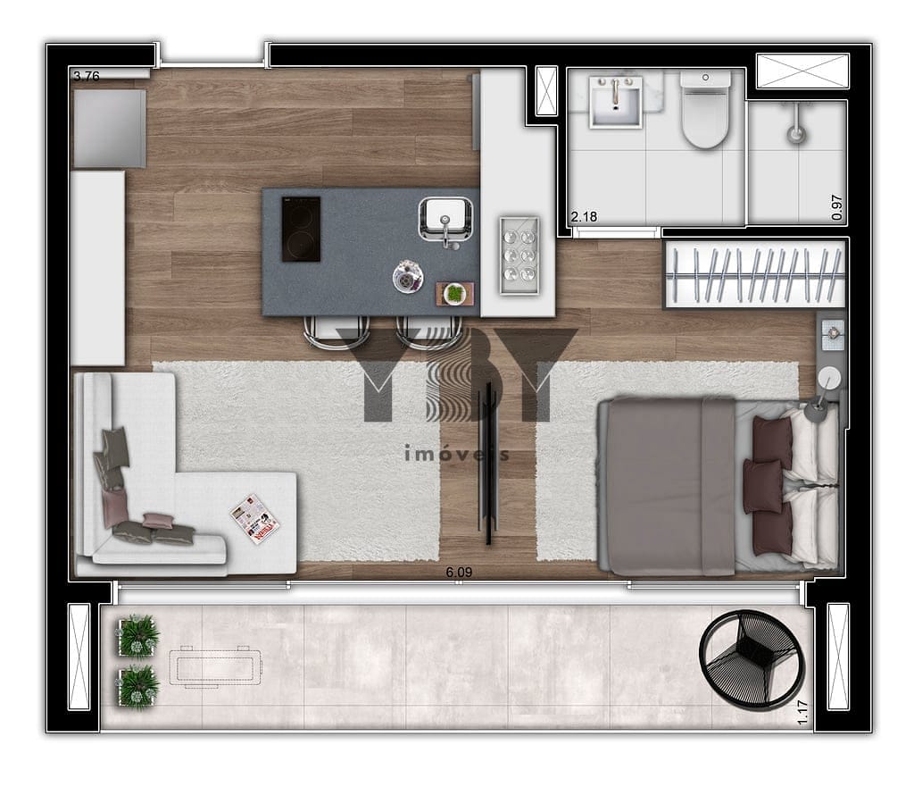 Cobertura, 1 quarto, 61 m² - Foto 38