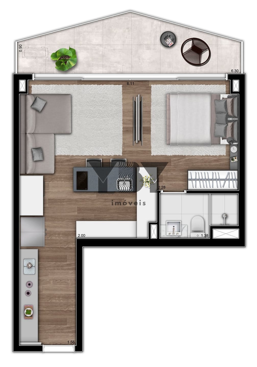 Cobertura, 1 quarto, 61 m² - Foto 42