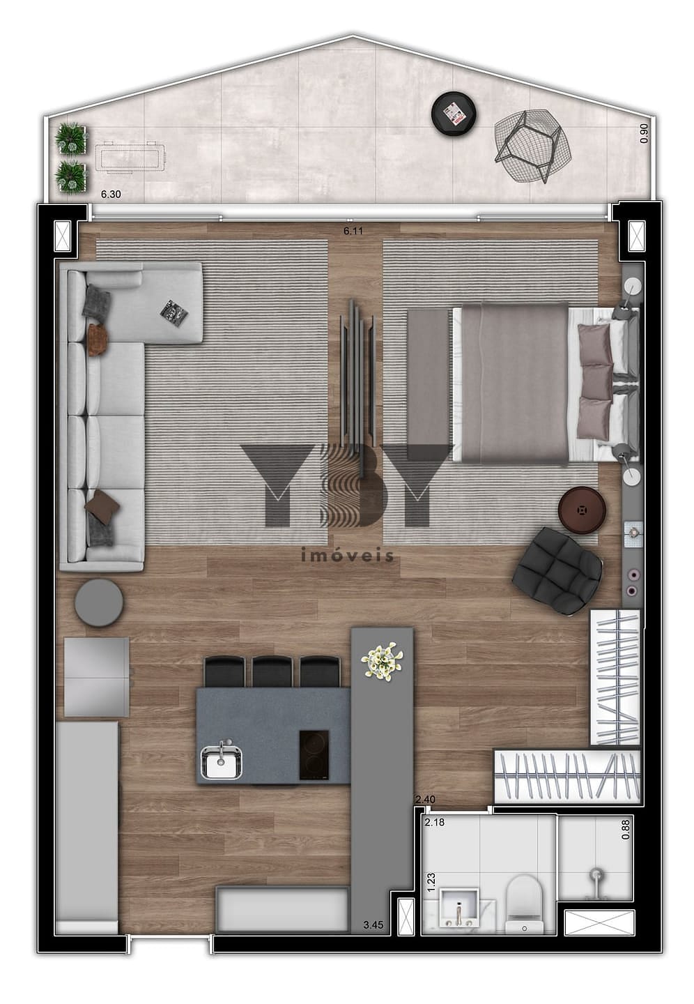 Cobertura, 1 quarto, 61 m² - Foto 46