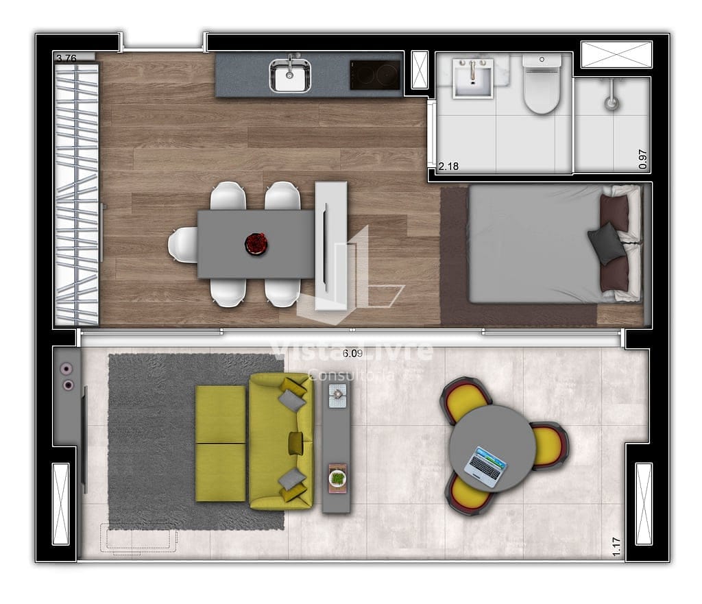 Cobertura, 1 quarto, 61 m² - Foto 37