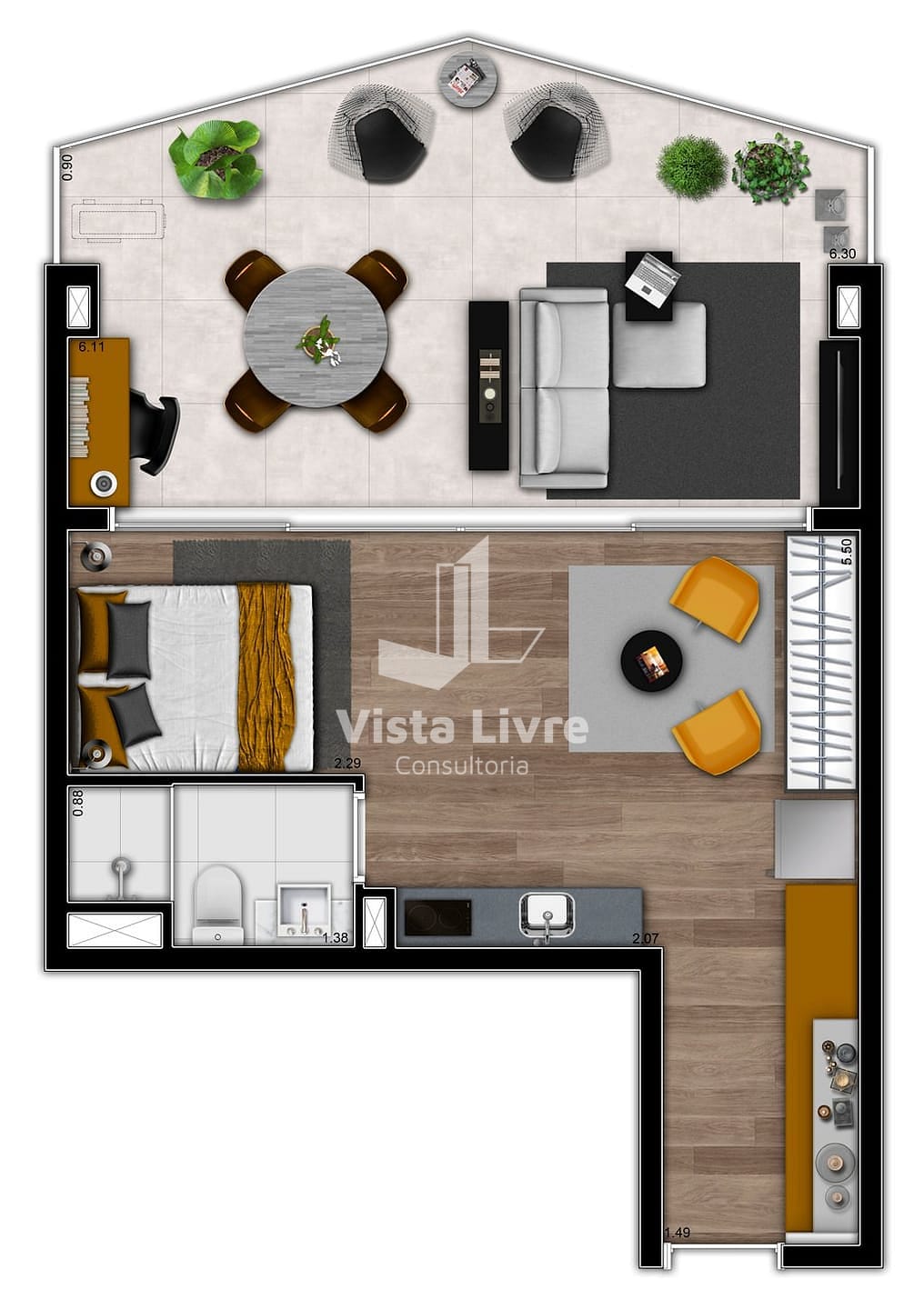 Cobertura, 1 quarto, 61 m² - Foto 43