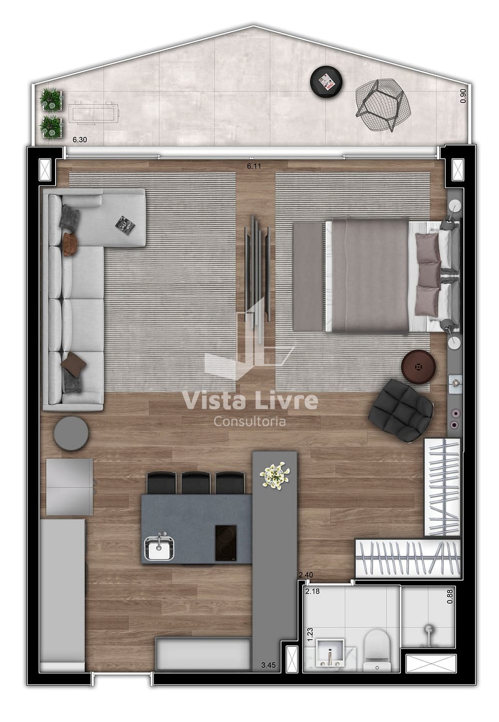 Cobertura, 1 quarto, 61 m² - Foto 46