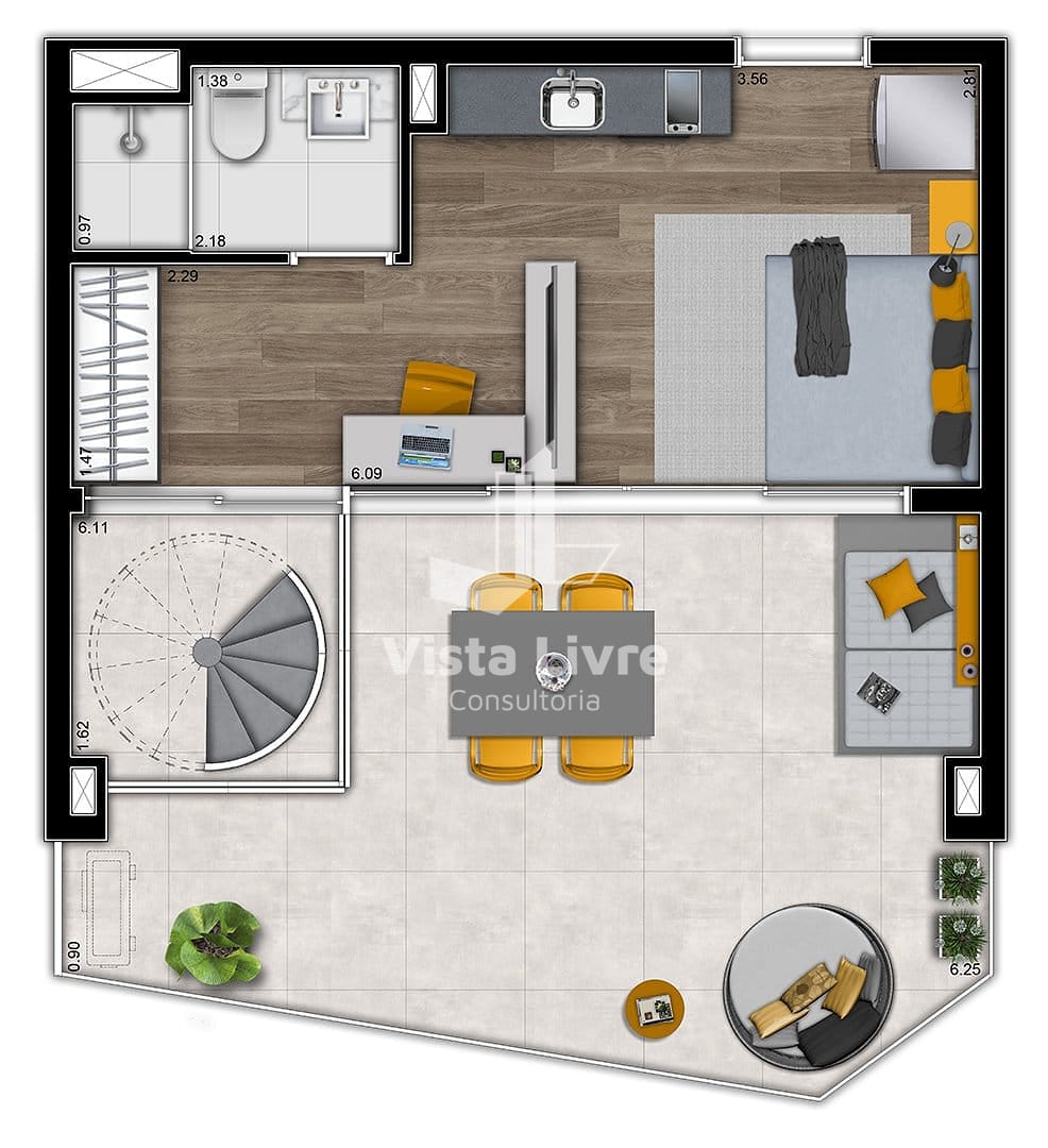 Cobertura, 1 quarto, 61 m² - Foto 47