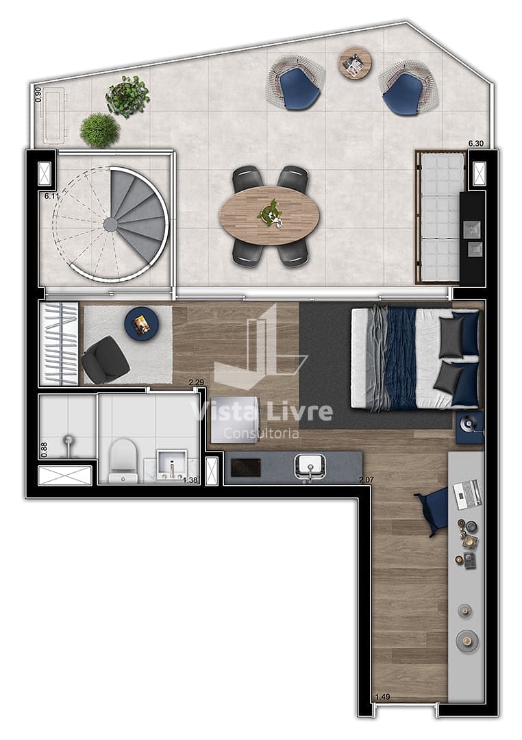 Cobertura, 1 quarto, 61 m² - Foto 51