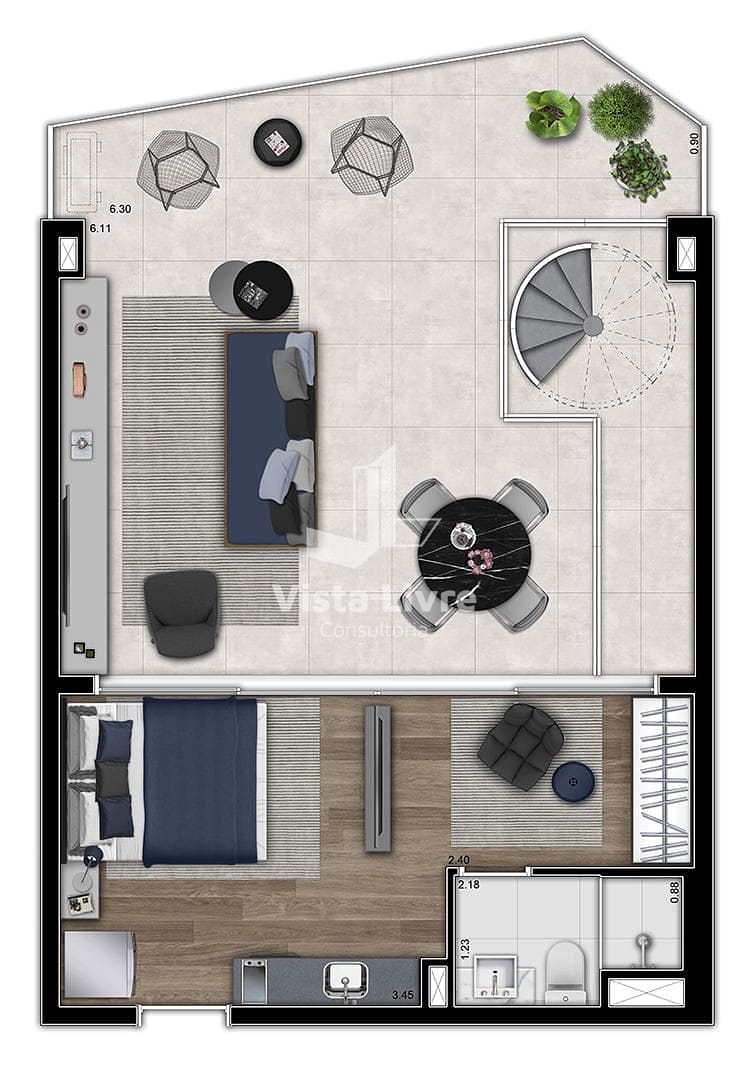 Cobertura, 1 quarto, 61 m² - Foto 53