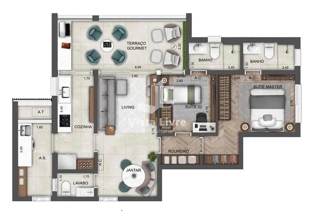 Apartamento, 1 quarto, 53 m² - Foto 35