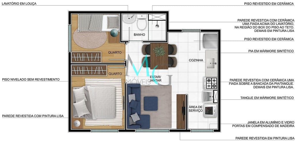Apartamento à venda com 2 quartos, 40m² - Foto 10