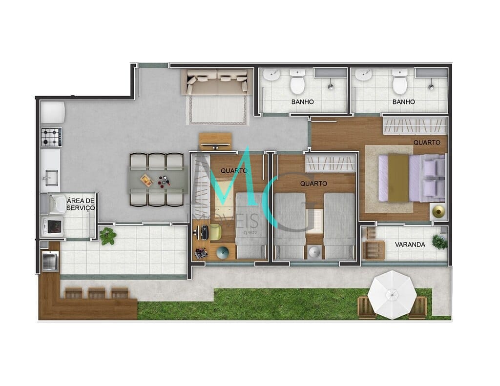 Apartamento, 3 quartos, 64 m² - Foto 59