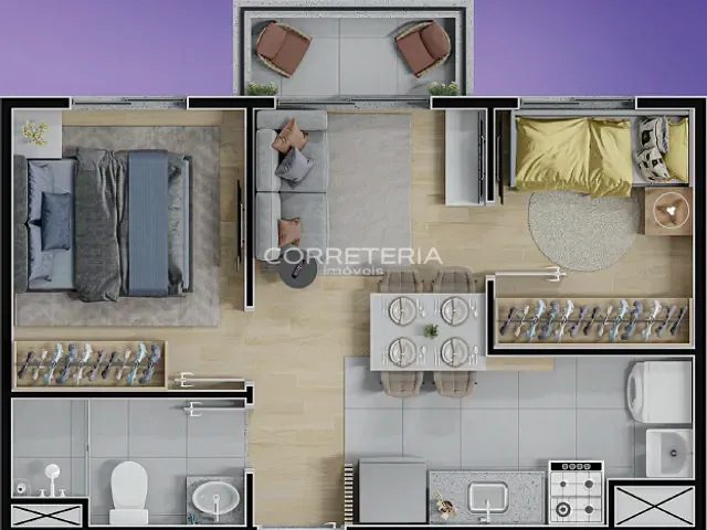 Apartamento 2 quartos e 1 banheiro, à venda, no bairro Vila das Belezas em São Paulo