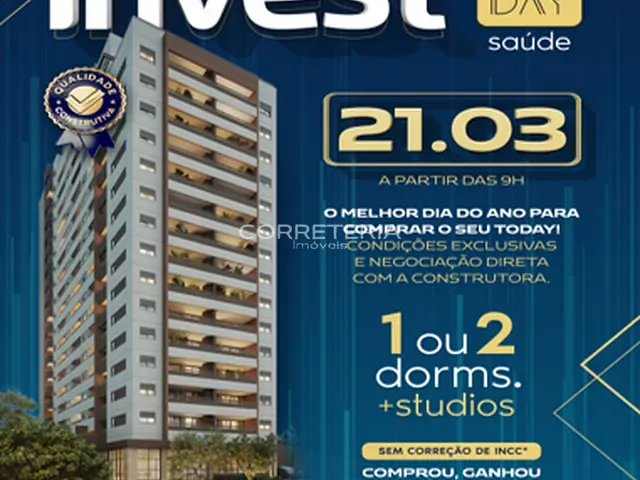 Studio 1 quarto e 1 banheiro, à venda, no bairro Saúde em São Paulo