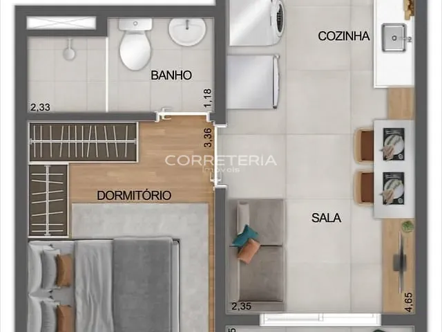 Apartamento 1 quarto e 1 banheiro, à venda, no bairro Saúde em São Paulo