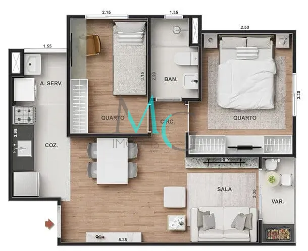 Apartamento, 2 quartos, 50 m² - Foto 15