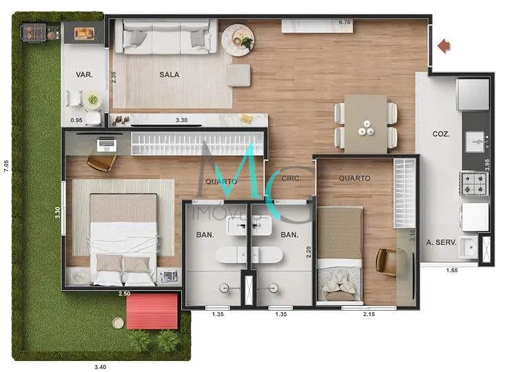 Apartamento, 2 quartos, 50 m² - Foto 21