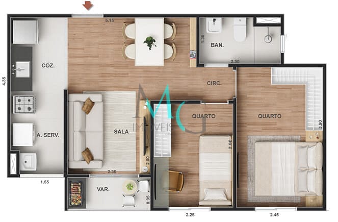 Apartamento, 2 quartos, 43 m² - Foto 16