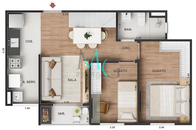 Apartamento, 2 quartos, 43 m² - Foto 28