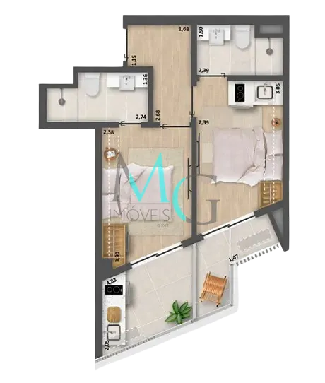 Apartamento, 2 quartos, 43 m² - Foto 13