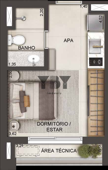 Apartamento à venda com 1 quarto, 22m² - Foto 13