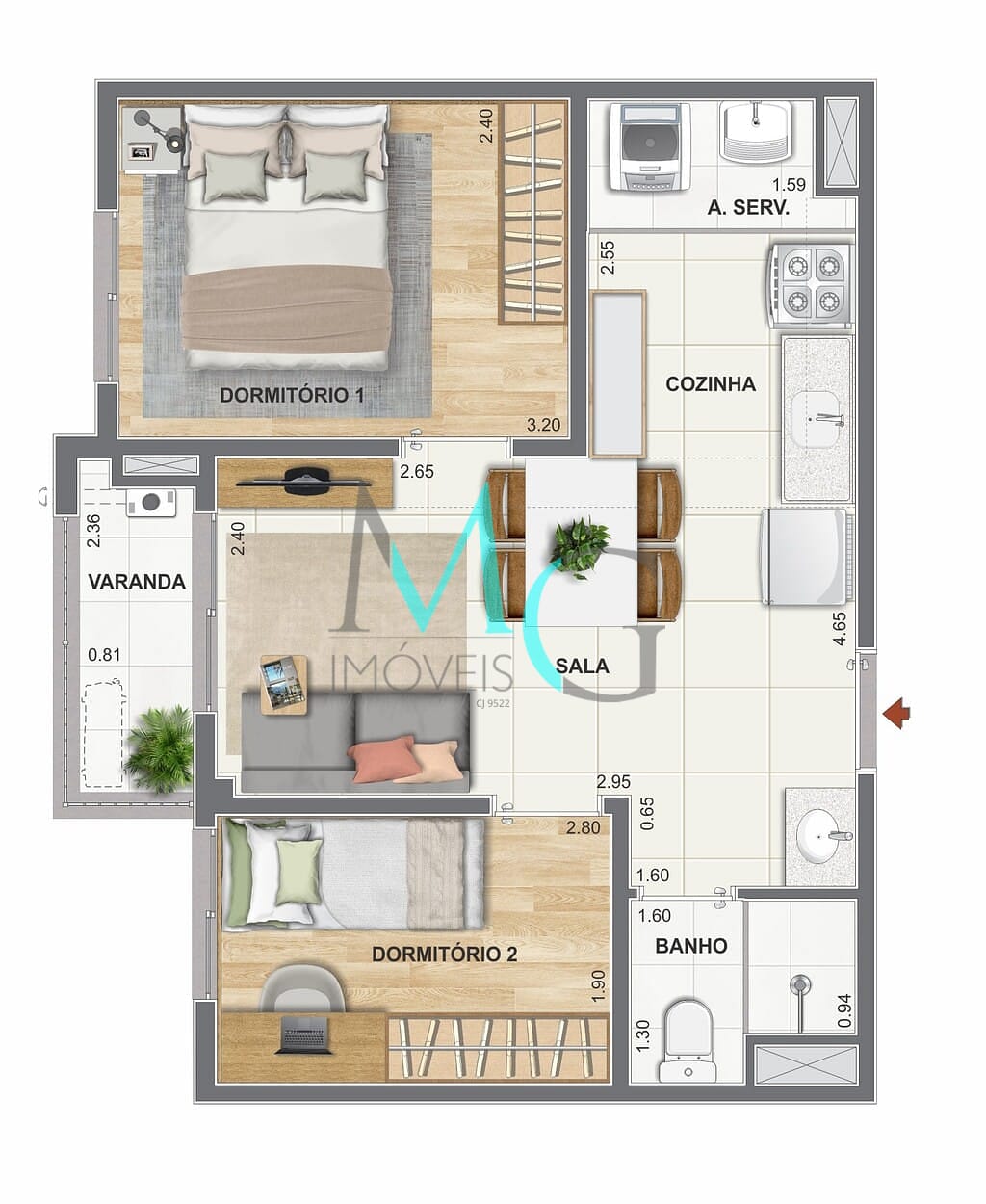 Apartamento, 2 quartos, 50 m² - Foto 68
