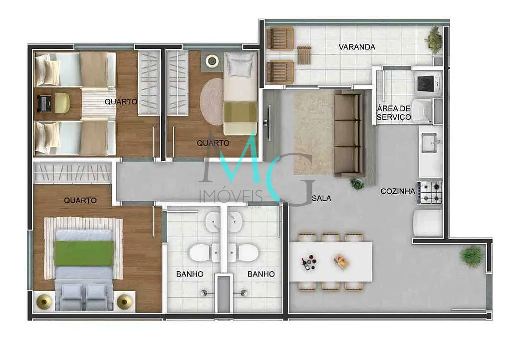 Apartamento, 3 quartos, 63 m² - Foto 51